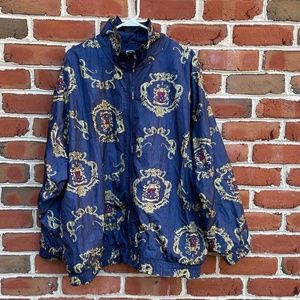 Slade Vintage Windbreaker Track Jacket Black & Gold Print Lined